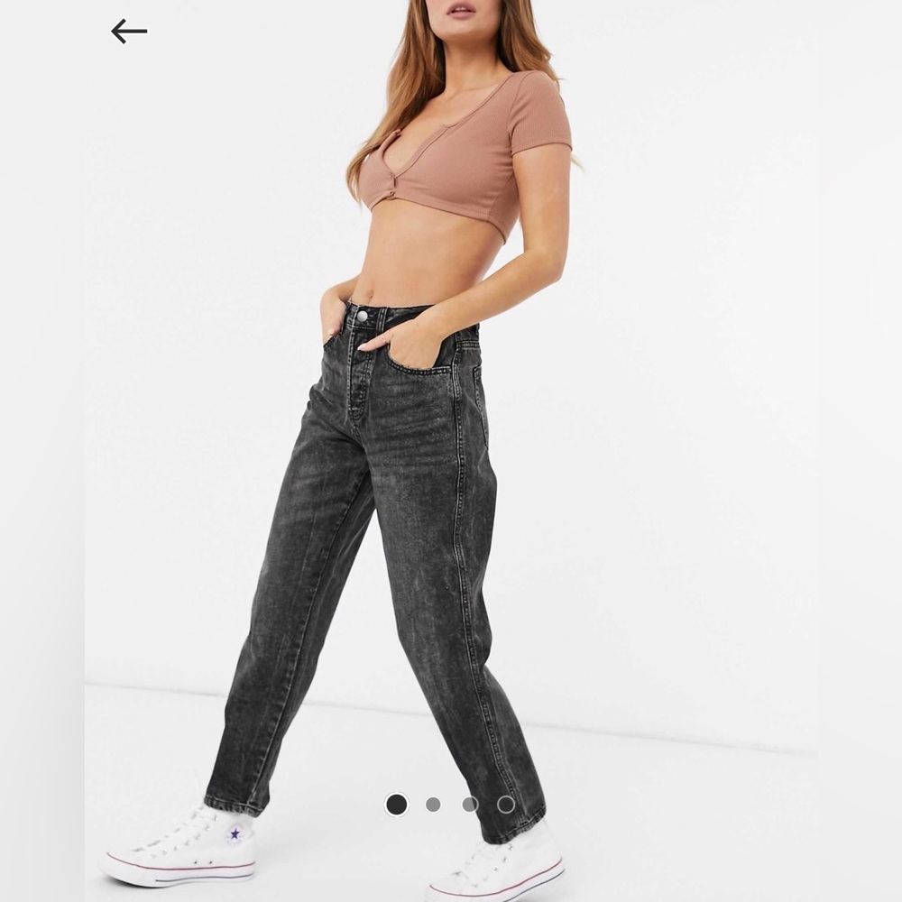 Stradivarius Mom Fit Jeans in Gray Wash